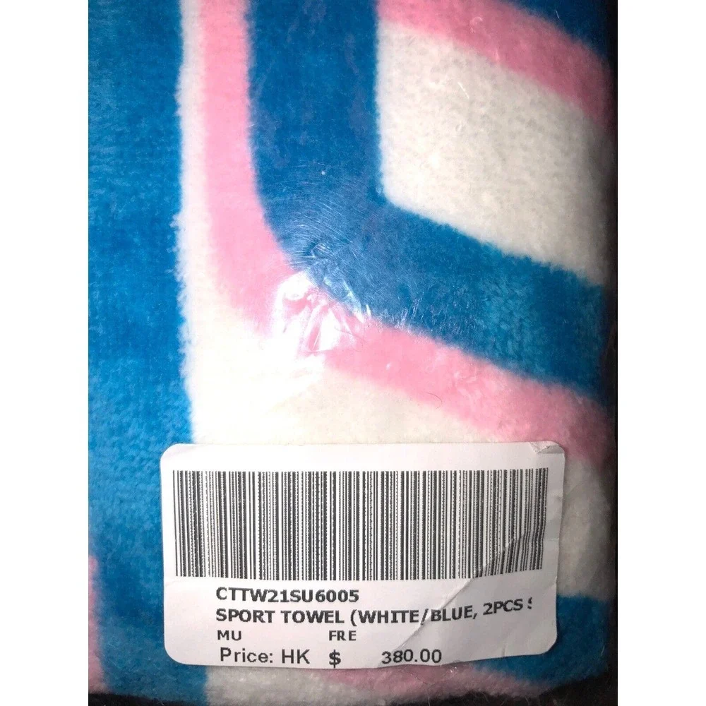 Clottee By Clot Sport Towel Set Of 2 Gym Fitness Yoga Blue White 33x14